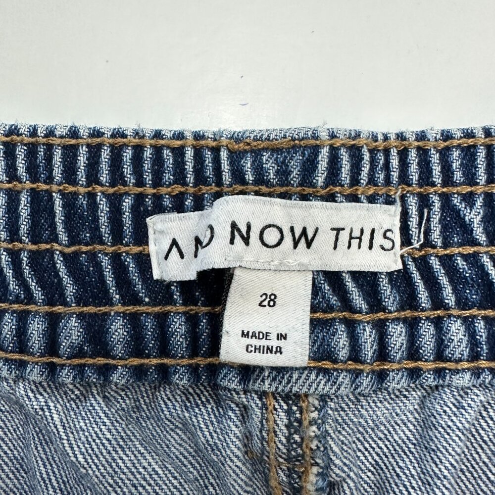 And Now This Snap Button Elastic Waist Barrel Distressed Women size 28 Blue jean - Picture 3 of 5